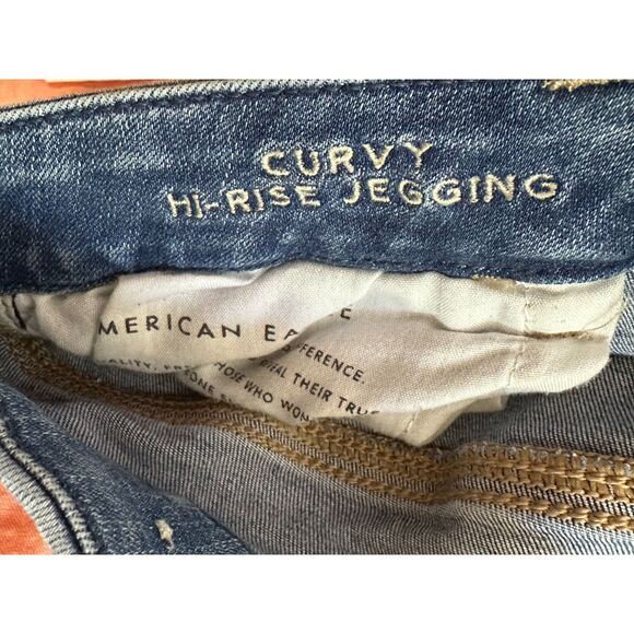 American Eagle Next Level Stretch Curvy Hi Rise Jeggings Distressed, Size 16S - Picture 2 of 5